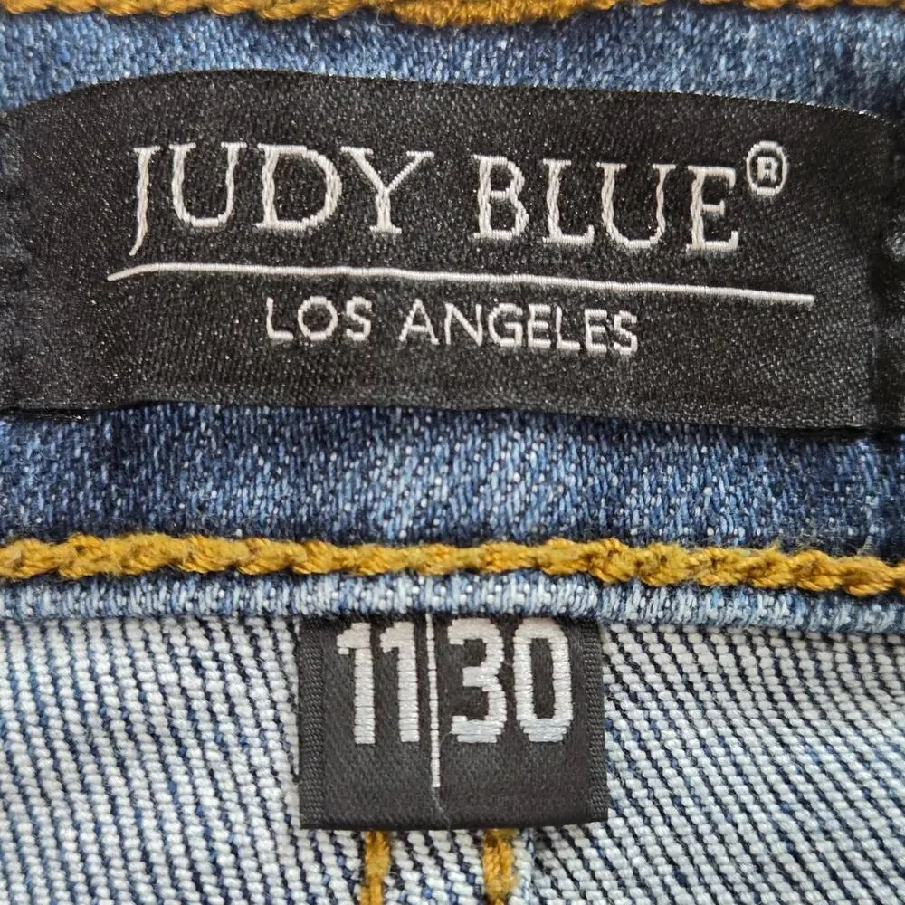 Judy Blue Mid Rise Patch Cut Off Shorts Sz 30 JB 15206 5